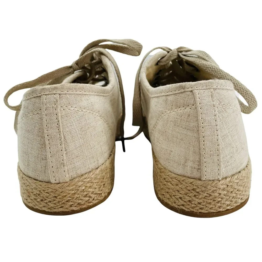 NOT RATED Mateo Cream Natural Canvas Espadrille Platform Sneaker 8